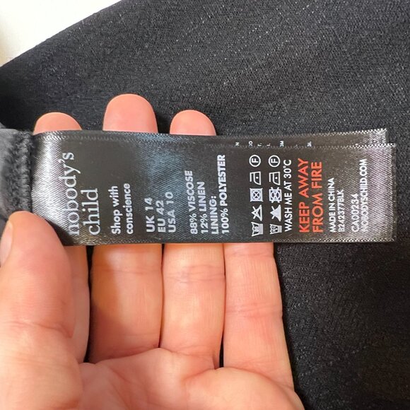 Nobody's Child Black Linen-blend Parker Wide Leg Trousers - US10 - Picture 6 of 7